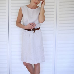 Organic Summer Linen Dress For Women Basic Linen Dress With Side Pockets Simple Sleeveless Linen Dress Lithuanian Soft Linen Dress image 7