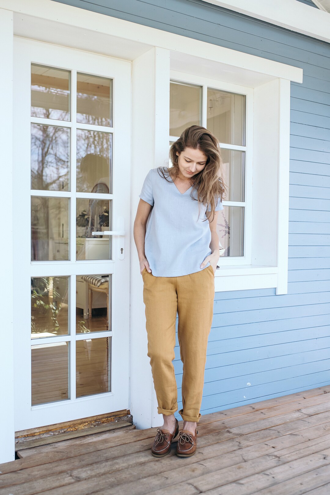 【DEARMINE】Mature Linen Two Tuck Pants WBEik Linen Pant - Sand – Woodbird EU