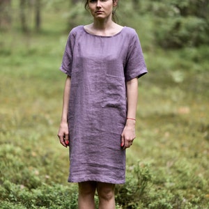 Washed Linen dress. Women dress. Working tunica.