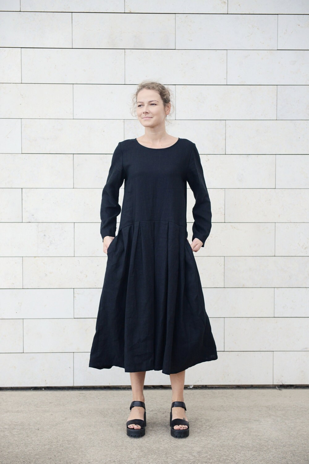 Pleated Linen Dress main image 0