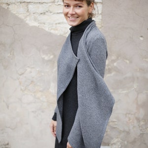 Cardigan en laine pour femme Pull en laine Pull femme Veste d'hiver Cardigan gris Pull élégant Style français Veste de bureau image 8