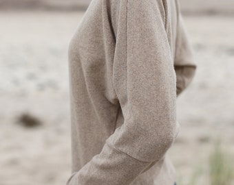 Kimono sleeves Wool Sweater | Oversized Sweater | Wide Sweater | Boat Neck Sweater | Wool Blouse | Comfy Pullover | Home Jumper