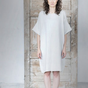 Minimal Linen Dress. Oversized Tunica.  Washed linen Shirt.