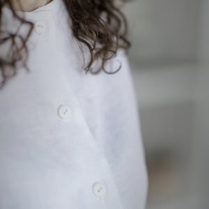 Linen collar shirt, Linen Shirt, White Shirt, Linen Clothing, Linen Top, Peter Pan Collar, Boho Clothing, Minimalist Top, Plus Size Linen
