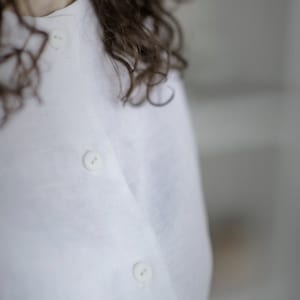 Linen collar shirt, Linen Shirt, White Shirt, Linen Clothing, Linen Top, Peter Pan Collar, Boho Clothing, Minimalist Top, Plus Size Linen image 1