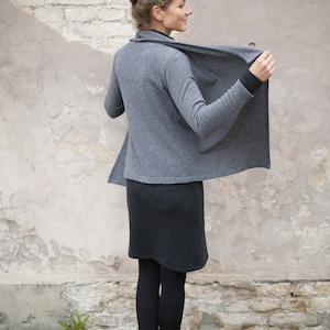 Cardigan en laine pour femme Pull en laine Pull femme Veste d'hiver Cardigan gris Pull élégant Style français Veste de bureau image 7