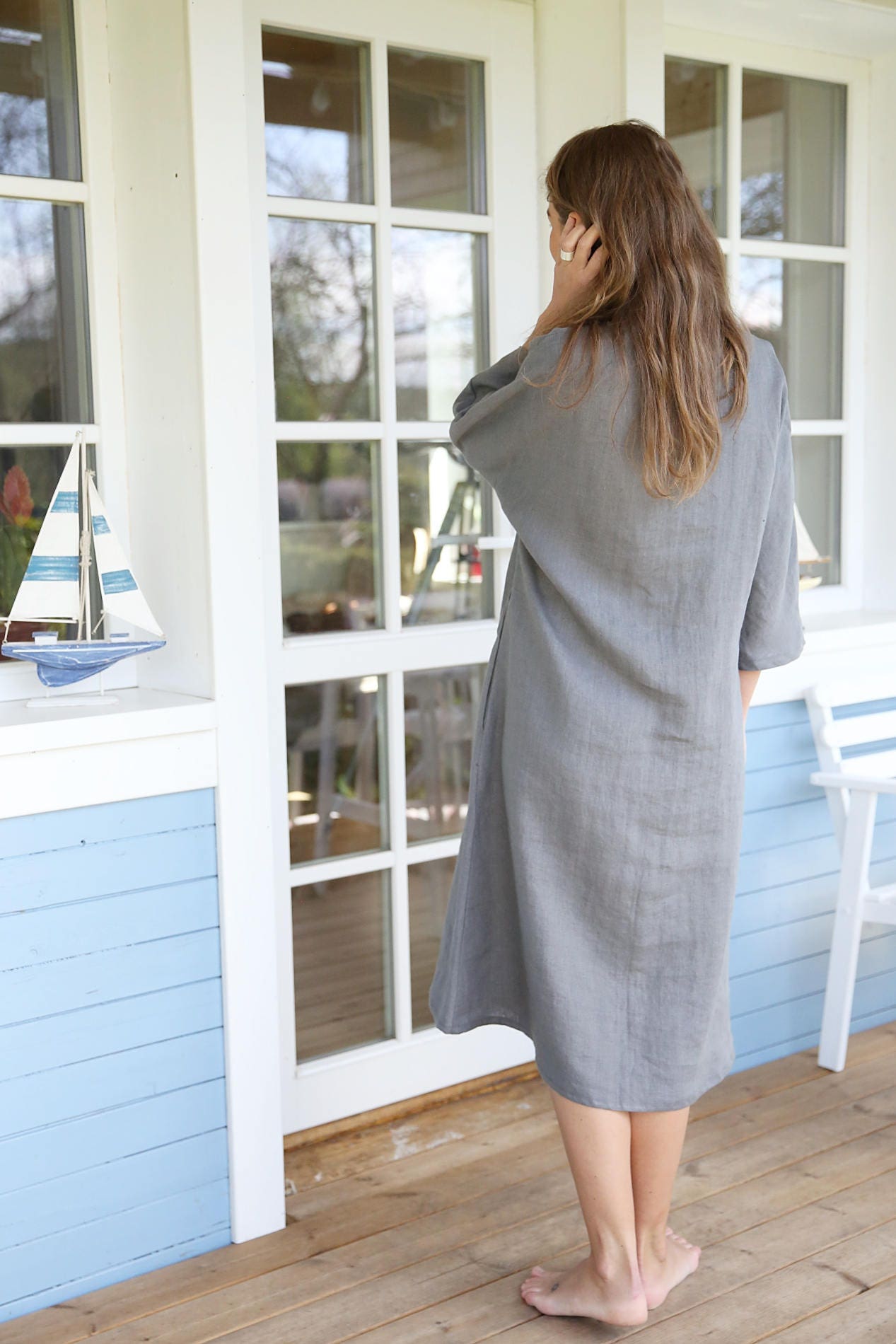 pastel linen dress Strapless Linen Dress main image 1