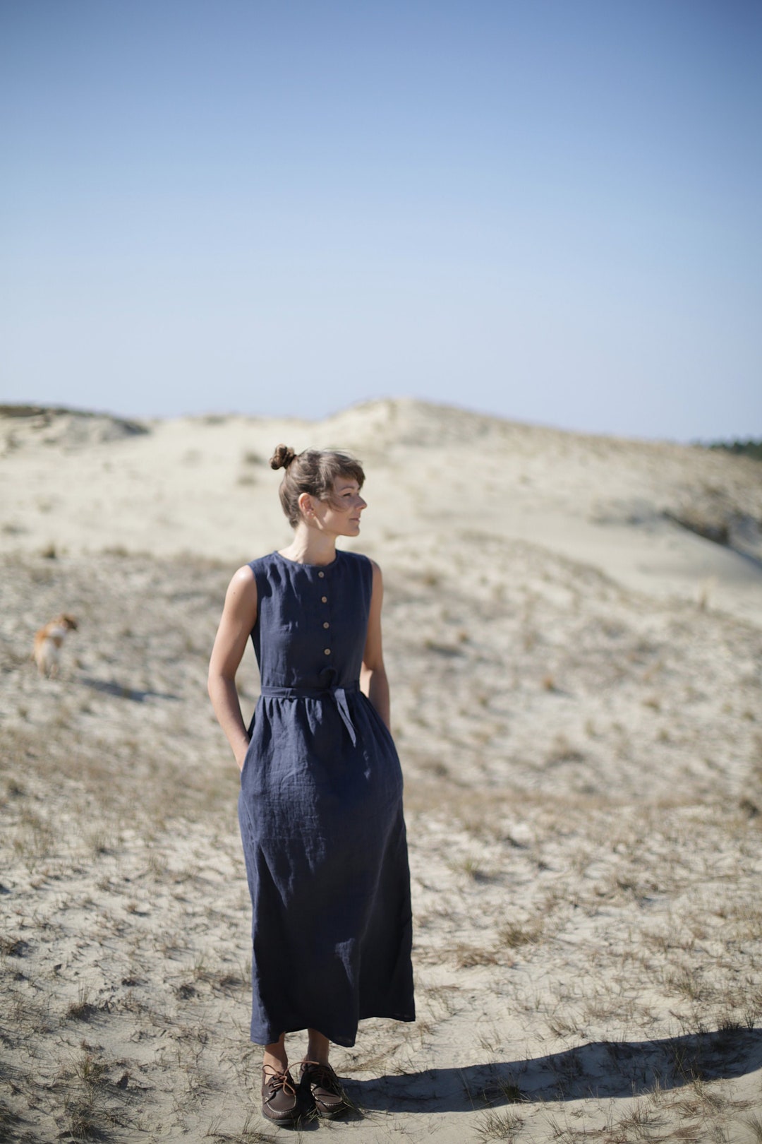 Elegant Linen Dress / Long Maxi Dress / Washed Soft Linen / Maternity ...