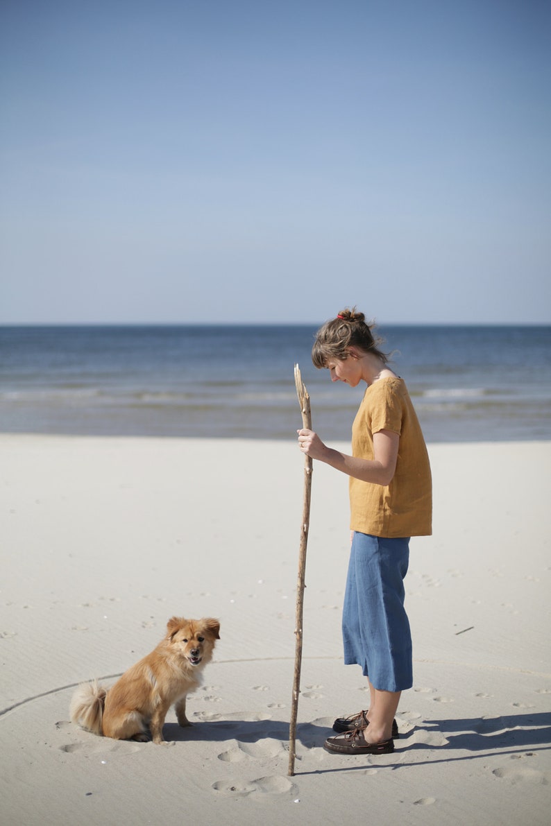 Japanese style short pants Capri Pants Women/'s pants with pockets Comfy Linen trousers Pants with an elastic waist Mid rise waist.
