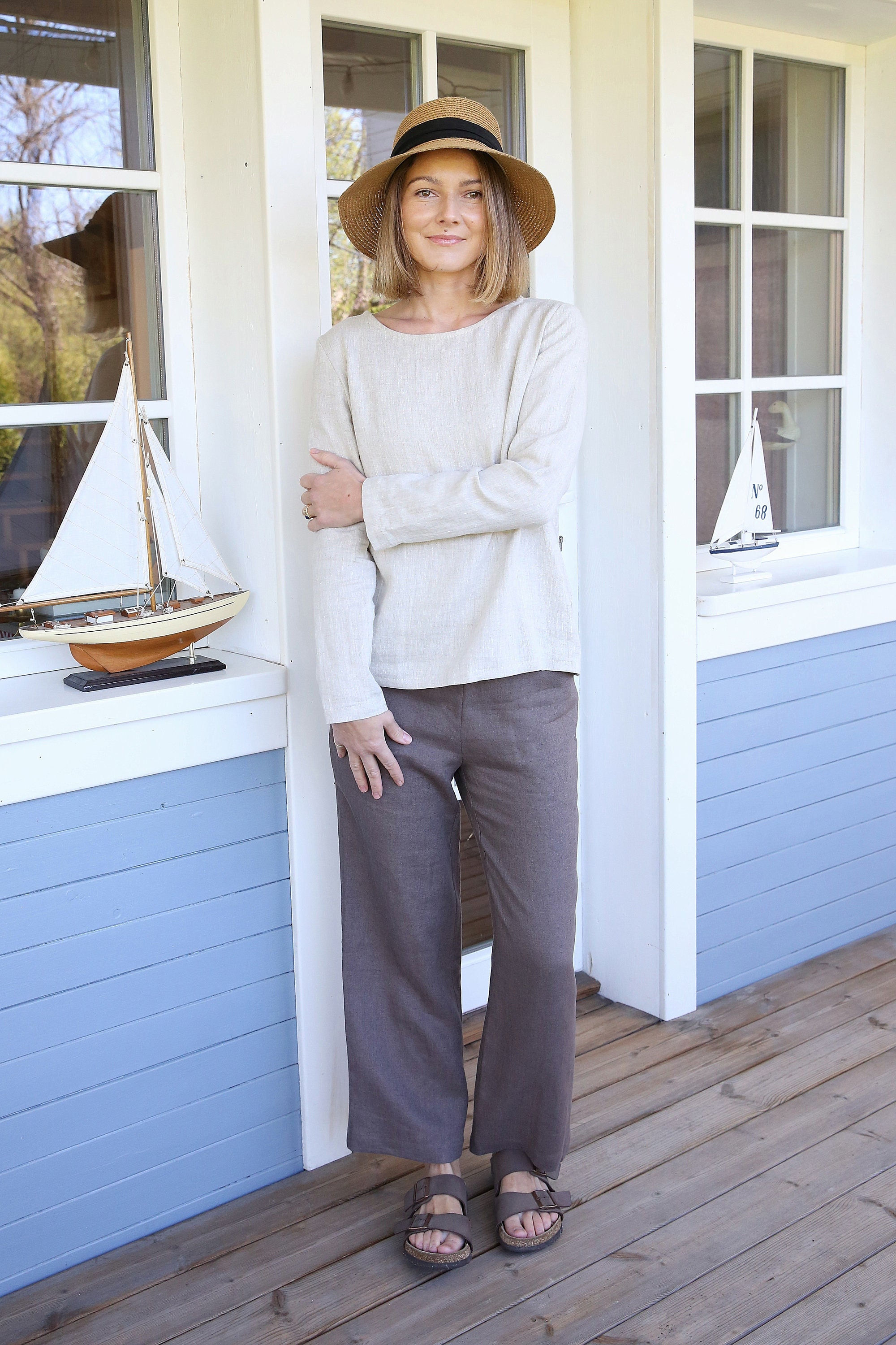 Straight Leg Linen Pants. Women's Trousers With an Elastic Waist. Relaxed  Fit Linen Pants With Pockets. Linen Pantaloons. Mid Rise Waist. -   Canada