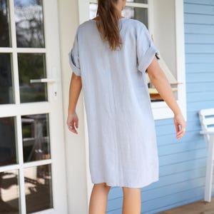 Oversized linen tunica. Women's dress. Long shirt. Washed, soft linen dress. image 3