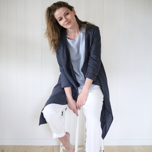 Washed Linen Cardigan / Womens Jacket 