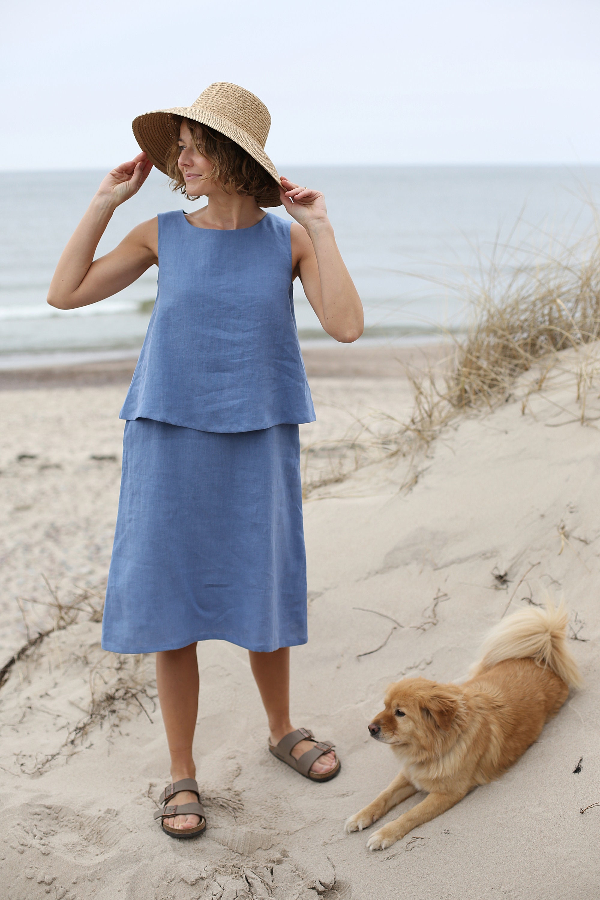 Layer Linen Dress / Wide Dress / Summer Tunic / Fiesta Dress / Classic Linen  Dress / Dress With Pockets / -  Israel