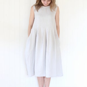 Smock Linen Dress / Wide Linen Dress / Pleated Linen Dress / Linen Clothes / Loose fit / Bellow The Knee / Oversized Loose Maxi Dress image 2