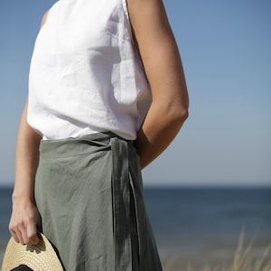 Sleeveless Linen Blouse. Washed soft linen top. Women's shirt. Loose linen blouse. White top. image 3