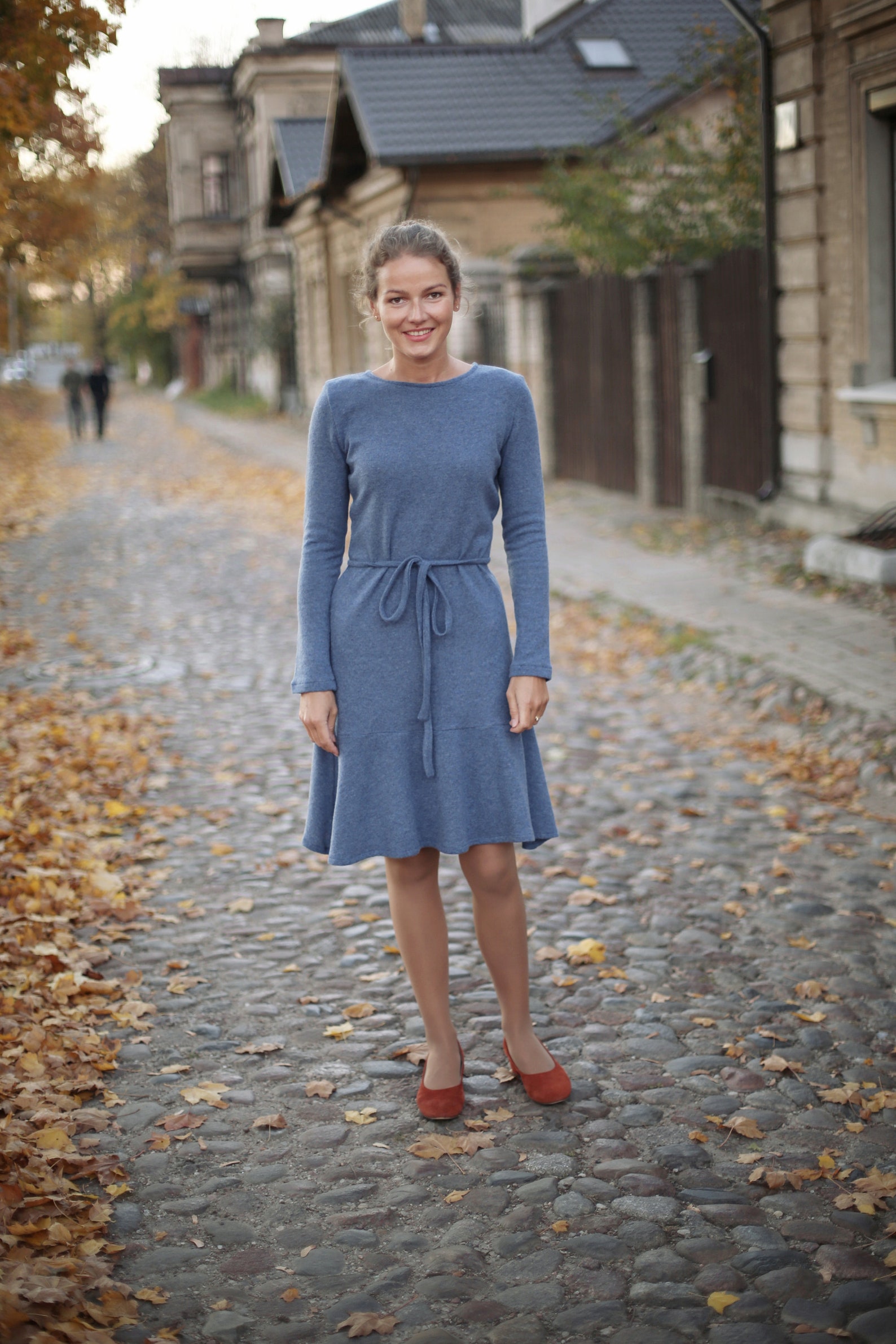 Natural Eco Wool Dress Warmly Dress Wide Skirt Women Etsy