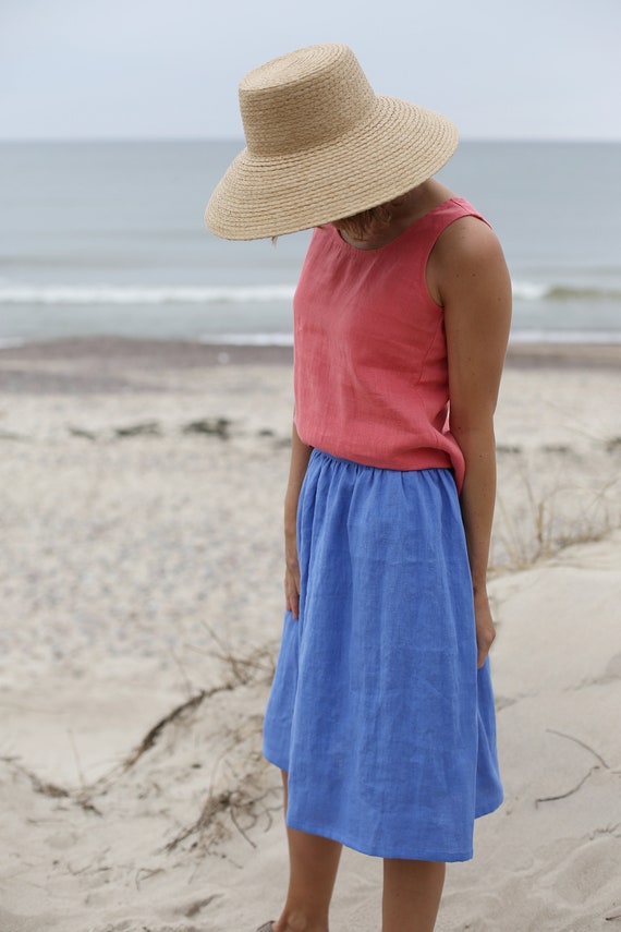 Soft Linen Dress / Handmade Dress / Minimal Linen Tunica / Baltic Linen /  Elegant Summer Dress / Fit and Flare Dress / Sleeveless Dress 