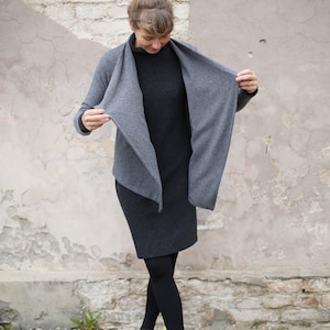 Cardigan en laine pour femme Pull en laine Pull femme Veste d'hiver Cardigan gris Pull élégant Style français Veste de bureau image 6