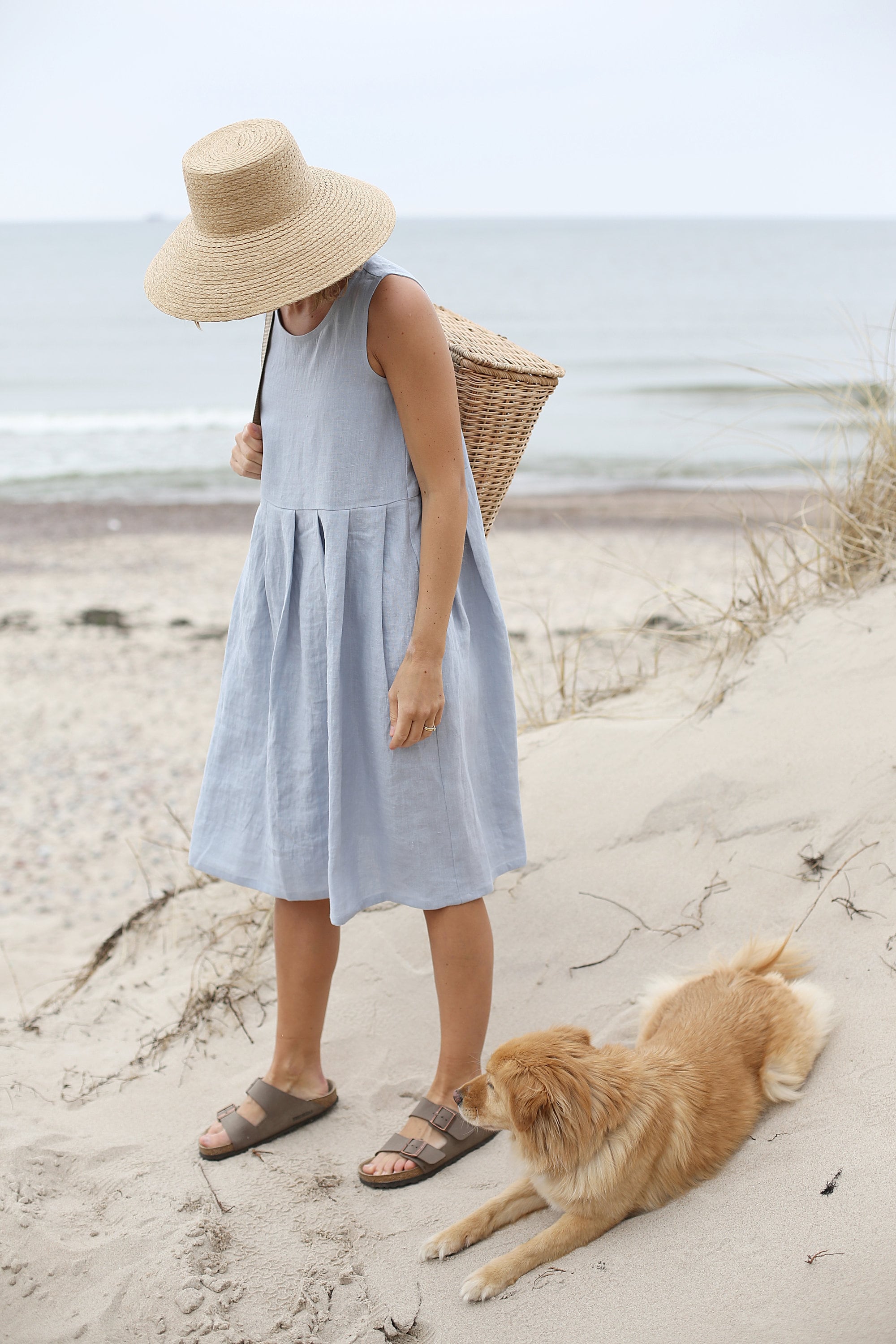 chinese dress ladies MAXI Sleeveless Linen Dress SMOCK