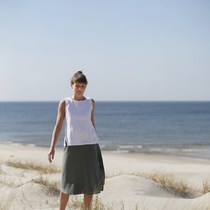 Sleeveless Linen Blouse. Washed soft linen top. Women's shirt. Loose linen blouse. White top. image 6