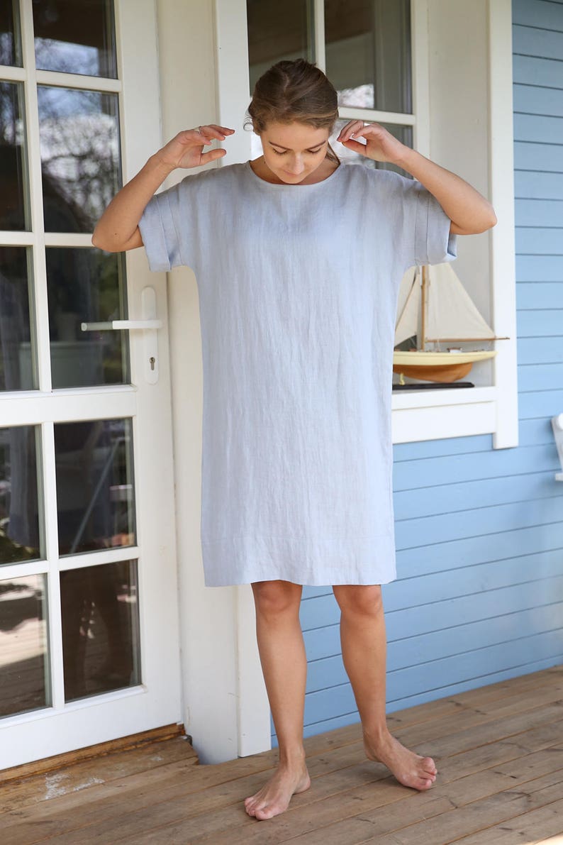 Oversized linen tunica. Women's dress. Long shirt. Washed, soft linen dress. image 2