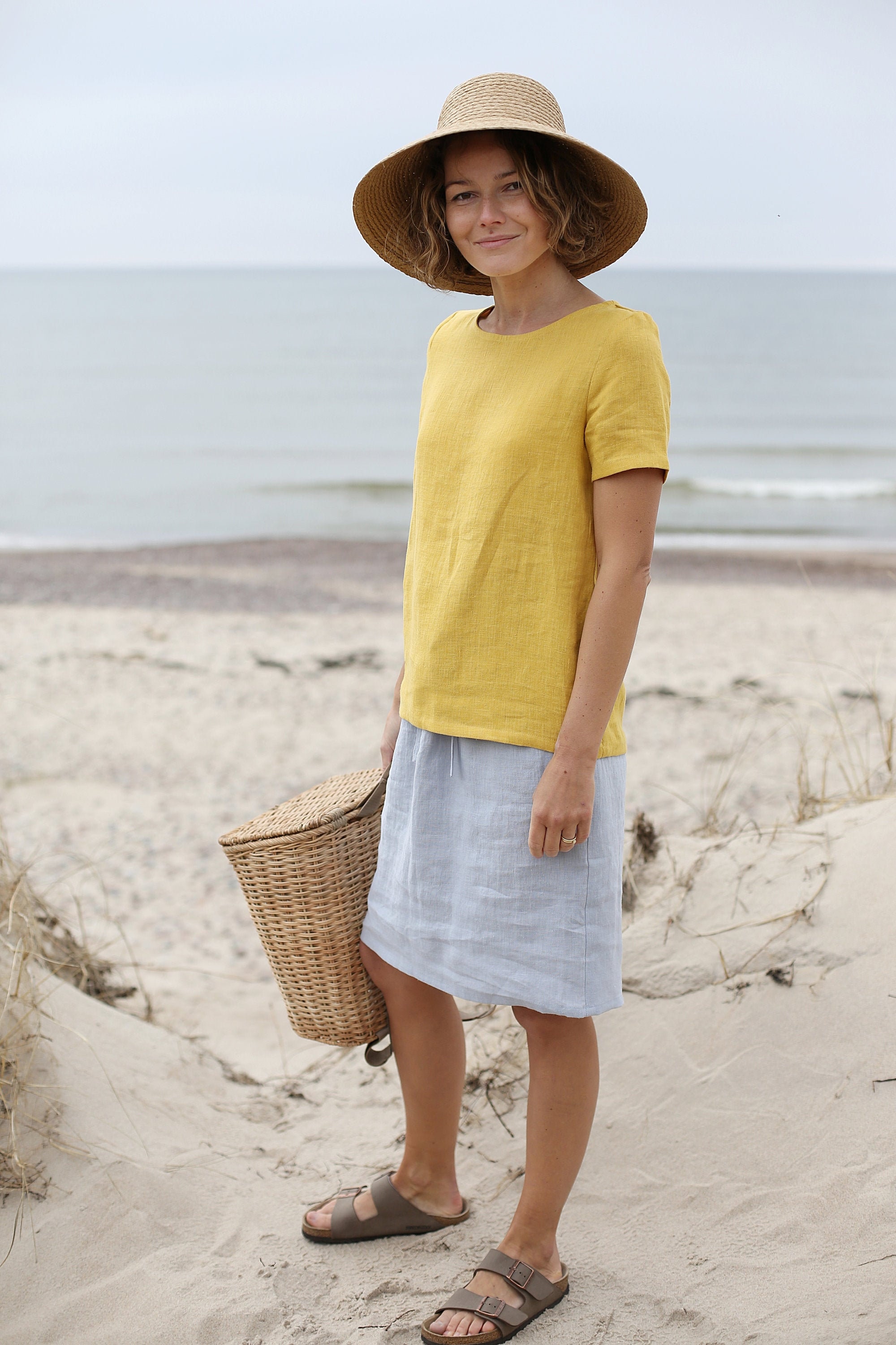 THE GILDER / Tie Waist Long Sleeve Linen Blouse main image 0