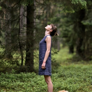 Little linen dress. Washed linen tunica. Women dress.