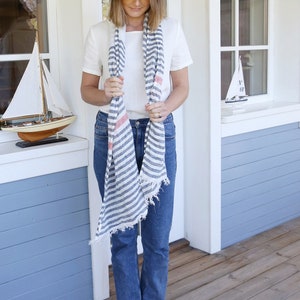 Striped Linen Scarf. Women Scarves. Linen Shawl. Women Linen Scarf. Handmade Accessories. Unisex Scarf. Ready to ship. image 5