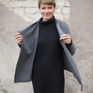 Cardigan en laine pour femme Pull en laine Pull femme Veste d'hiver Cardigan gris Pull élégant Style français Veste de bureau image 9