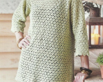 Stunning Summer Crochet Kaftan Style Tunic Cover Up Top Pattern Instant Download