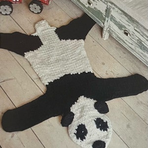 Knitted Panda Bedroom Rug Easy Pattern Make a Fun Playmat Instant Digital Download Knitting Tutorial Homemade Animal Themed Mats for Nursery