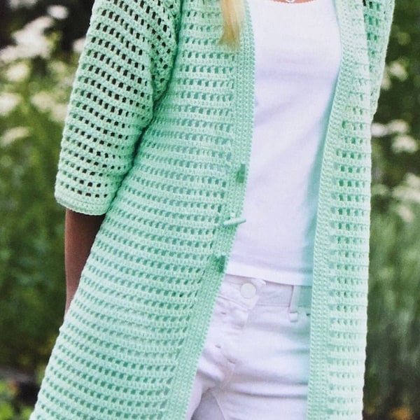 Stunning Crochet Longline Cardigan Crochet Pattern A Lovely Summer Cardi In UK and US Terms Instant Download