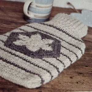 Cosy Crochet Striped Hot Water Bottle Cover With Snowflake Motif Crocheting Tutorial Instant Digital Download