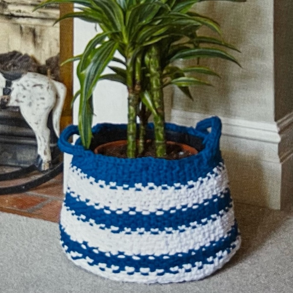 Knitted Large Plant Pot Cover Knitting Pattern Knitted Basket