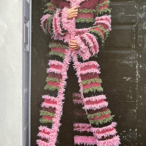 Knitted Long Cardigan Pattern Fluffy Striped Jacket Design Knitting Tutorial for creating a Stunning Longline Cardi Instant Digital Download