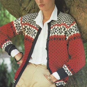 Knitted Fair Isle Cardigan Pattern Norwegian Knit Style Warm Cardigan Knitting Tutorial Instant Digital Download