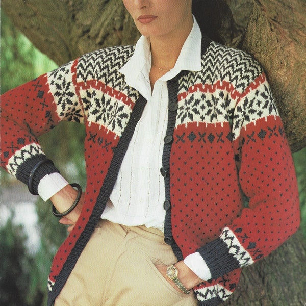 Vintage Norwegian Knit Style Knitted Cardigan Knitting Pattern