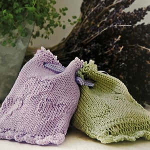 Knitted Lavender Bags Knit Sweet Scented Sachets For Aromatic Healing Gifts Knitting Tutorial Instant Digital Download