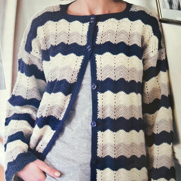 Beautiful Crochet Longline Chevron Cardigan Crochet Pattern Instant Download