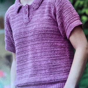 Patroon gehaakt poloshirt Sportief zomertopdesign dames golfshirtpatroon lichtgewicht haakpatroon direct downloaden