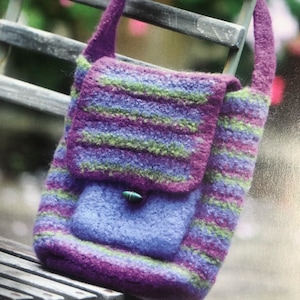 Crochet Striped Bag Pattern Felt Satchel Design Useful Stylish Crocheting Tutorial Crafts Making Bags Instant Digital Download