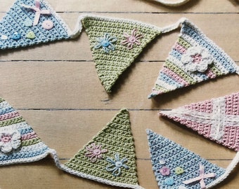 Beautiful And Easy Crochet Garland Pattern Embellished Cute Bunting with this Simple Crocheting Tutorial Home Décor Instant Digital Download