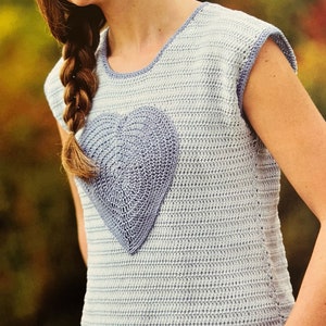 Sweet And Simple Crochet Heart Motif Summer Vest Tank Top Pattern Instant Download