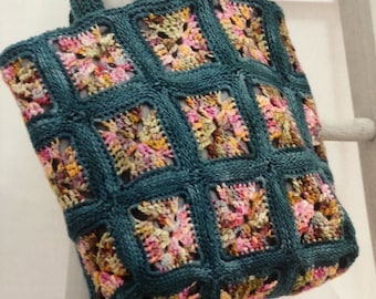 Crochet Granny Square Bag Pattern Patchwork Tote Design Variegated Yarn Shoulder Bag Crocheting Tutorial Instant Digital Download