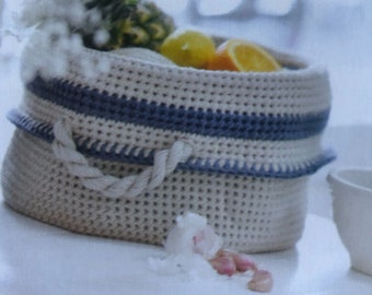 Crochet Rustic Cotton Kitchen Basket Pattern Easy Project Beginner Friendly Instant Download