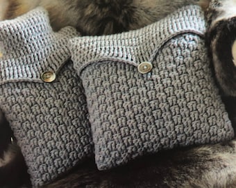 Schema per borsa dell'acqua calda all'uncinetto intrecciata, set di cuscini e fodere per cuscini coordinati, tutorial all'uncinetto facile per realizzare regali caldi e comodi, download digitale