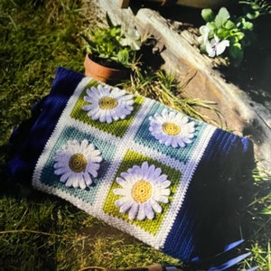 Crochet Garden Kneeler Pattern Creating 3D Daisy Flowers add to Pillows Crocheting Cute Useful Design Tutorial Instant Digital Download