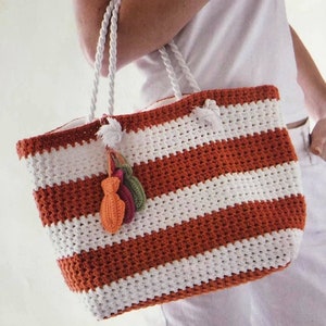 Crochet Striped Tote Pattern Create a Striped Bag Shop in Style Summer Vibes Crocheting Tutorial Instant Digital Download