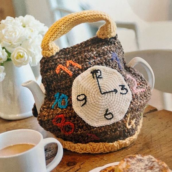 Fun Tweedy Crochet Clock Tea Time Tea Cosy Pattern Instant Download