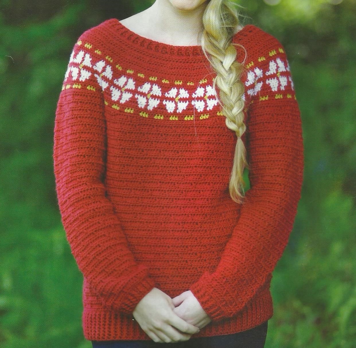 Norwegian Jumper / Nordic Sweater Crochet PDF Pattern Instant Etsy